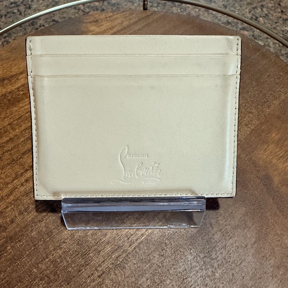 Christian Louboutin Kios Cream Multi Stud Calfskin Card Holder - Picture 3 of 6